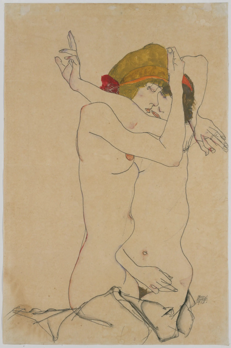 Deux femmes s'embrassant - Egon Schiele