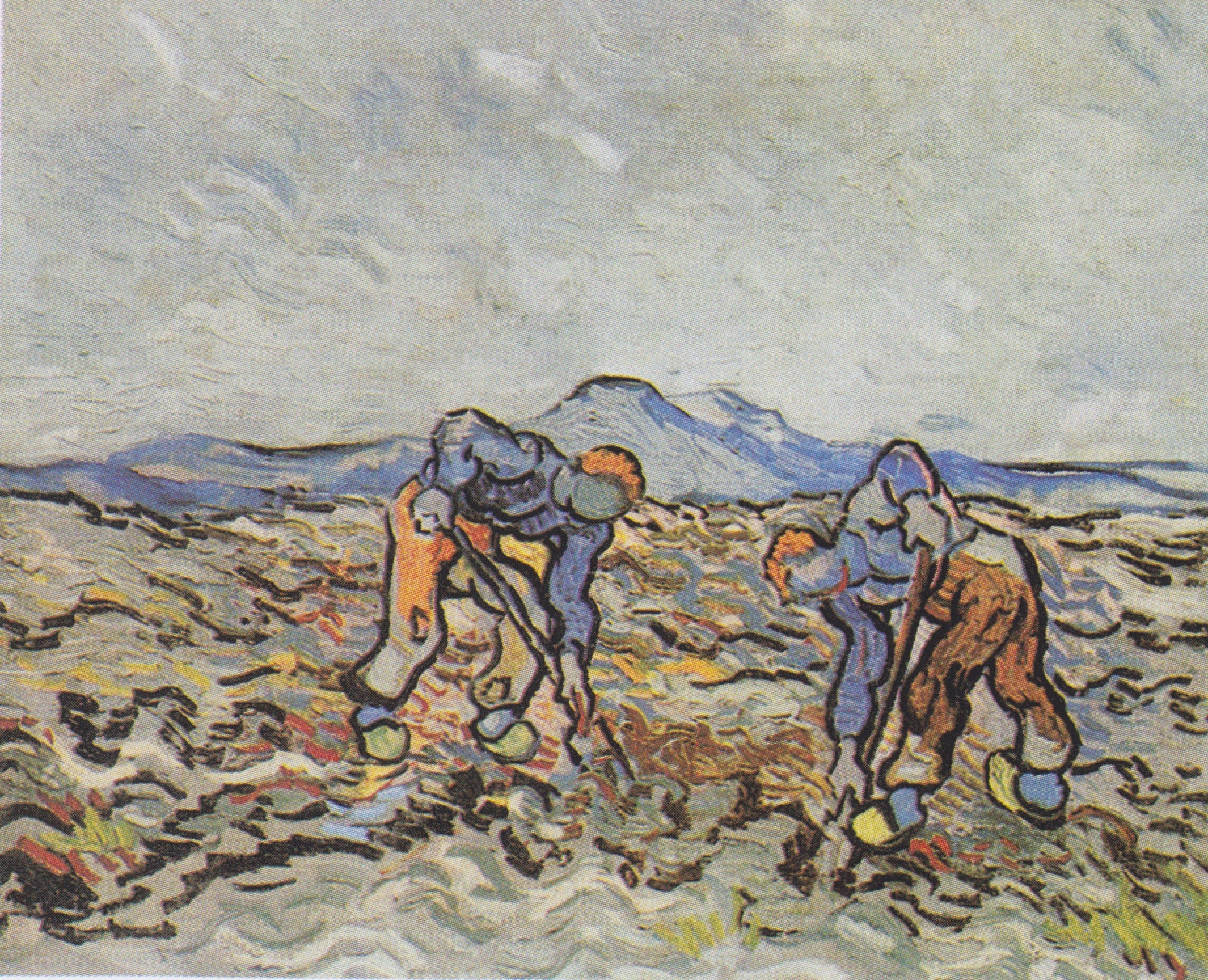 Reproduction du tableau « Paysans ramassant des pommes de terre - Vincent van Gogh » par Alpha Reproduction en peinture à l’huile