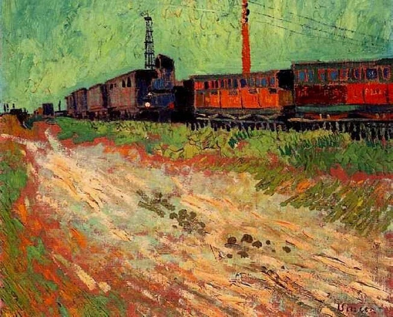 Reproduction du tableau « Wagons de chemin de fer à Arles - Vincent van Gogh » par Alpha Reproduction en peinture à l’huile