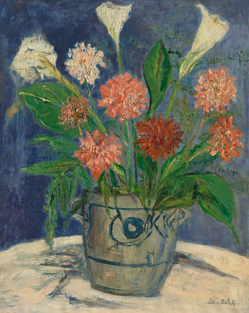 Vase d'arums et de dahlias (1932) - Maurice Utrillo