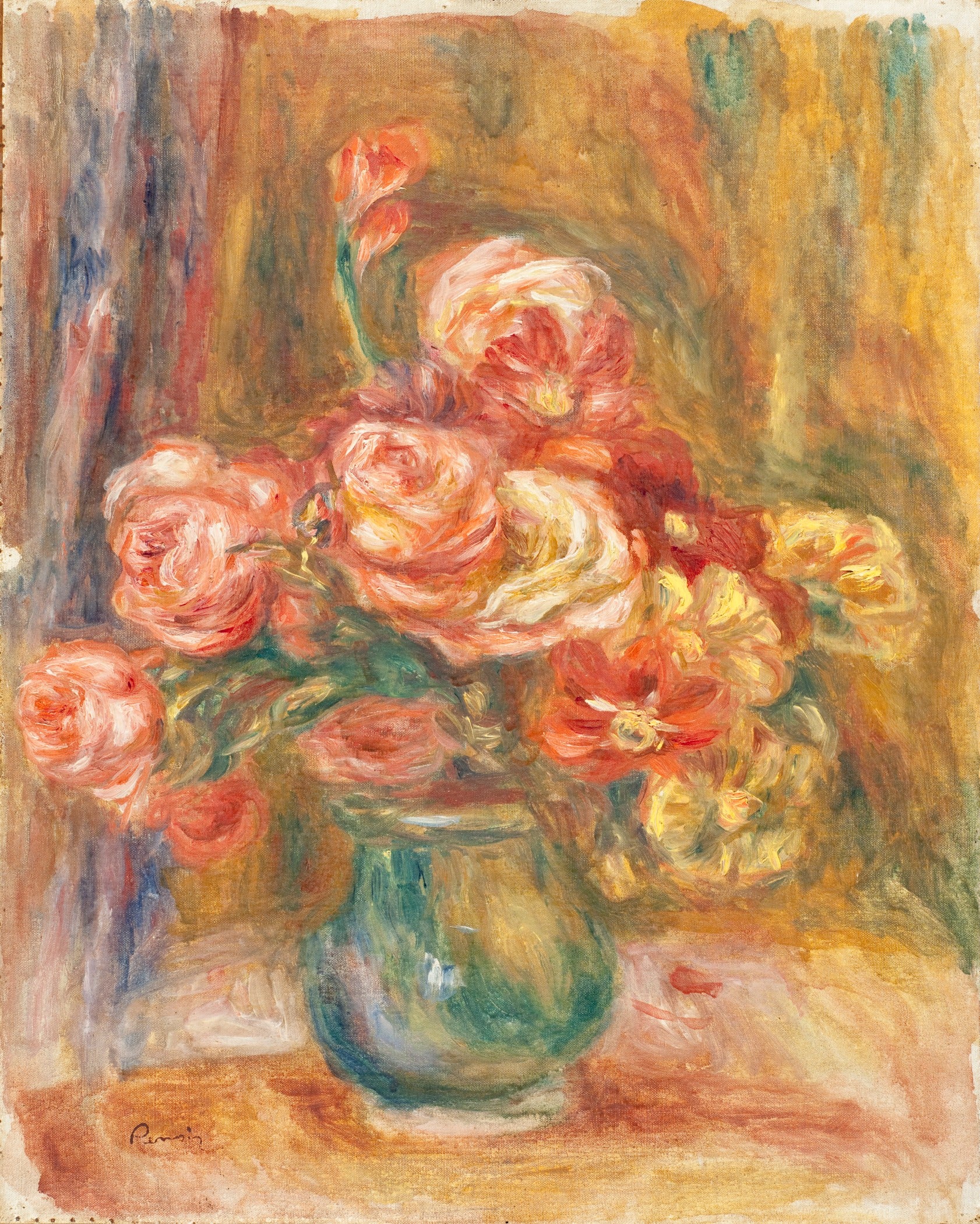 Reproduction du tableau « Vase de roses - Pierre-Auguste Renoir » par Alpha Reproduction en peinture à l’huile