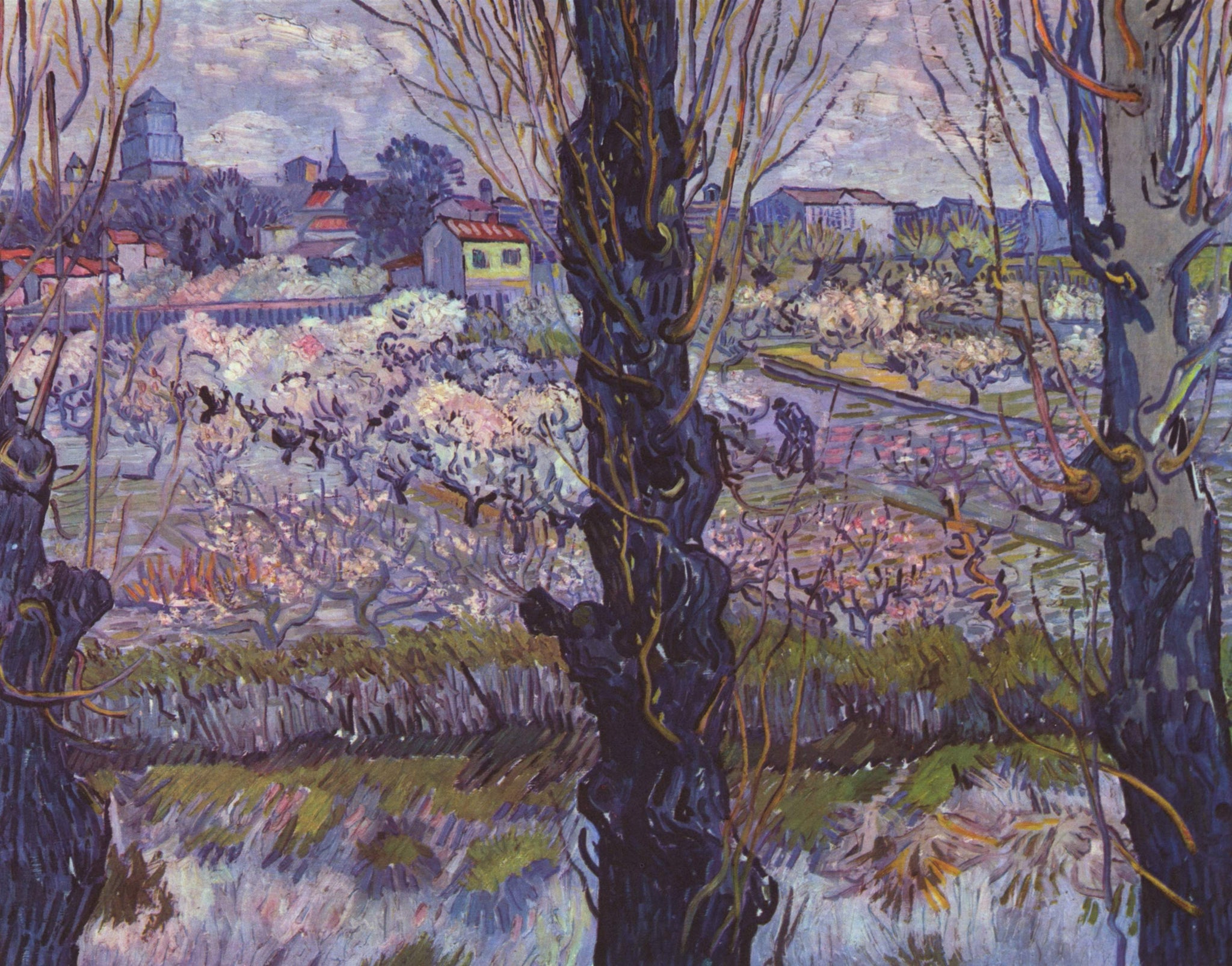 Vergers en fleurs, vue d’Arles, peinture de Vincent van Gogh