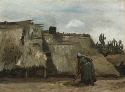 Une paysanne creusant devant son chalet - Vincent van Gogh