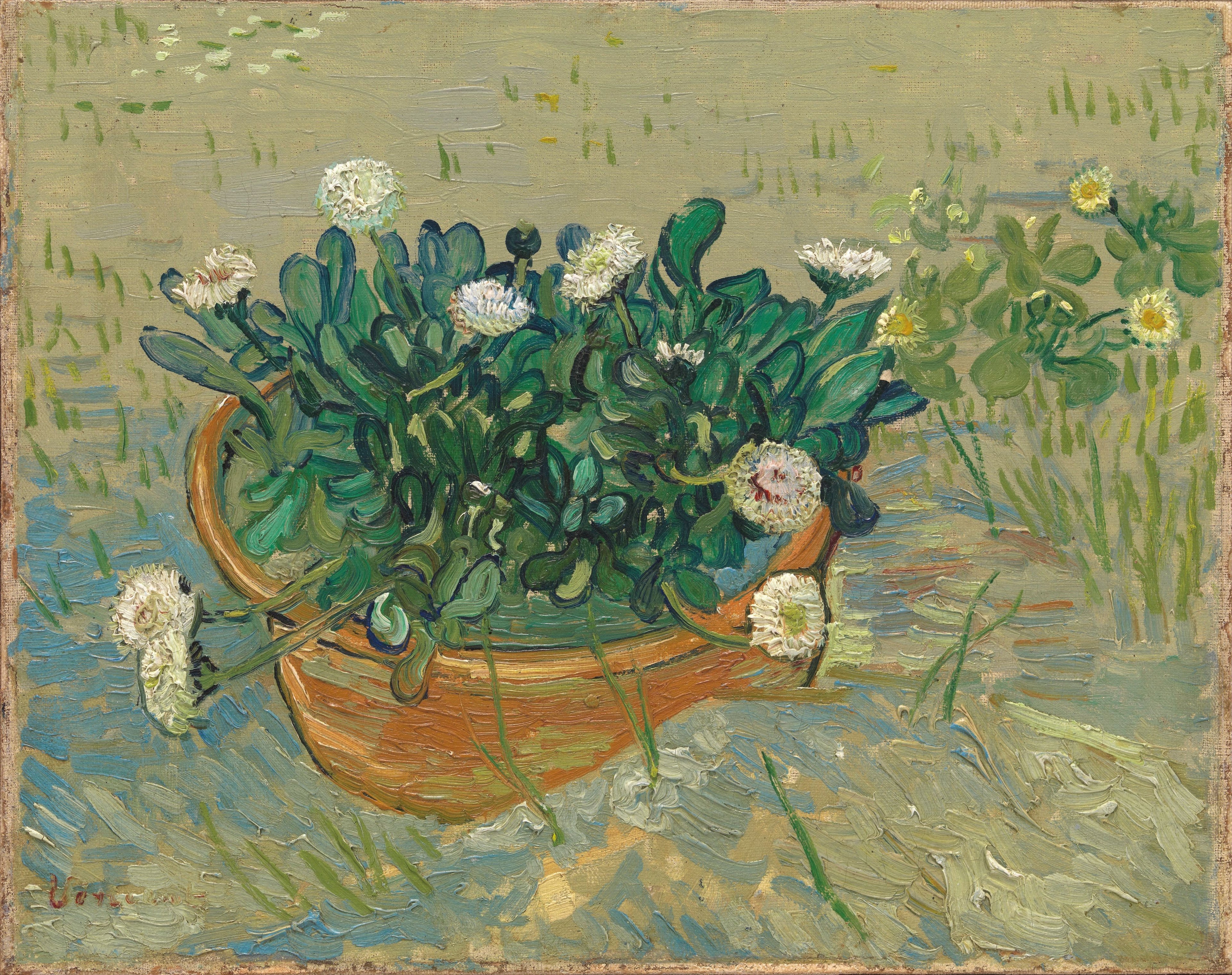 Reproduction du tableau « Nature morte : bol aux marguerites - Vincent van Gogh » par Alpha Reproduction en peinture à l’huile