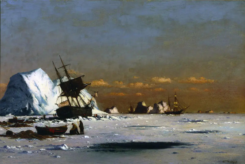 En attendant le dégel (scène de chasse à la baleine dans l'Arctique) - William Bradford