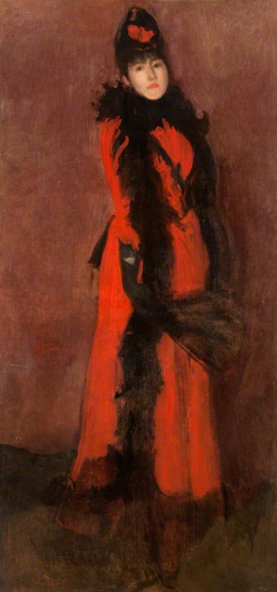 Reproduction du tableau « Rouge et Noir : Le Fan - James Abbott McNeill Whistler » par Alpha Reproduction en peinture à l’huile