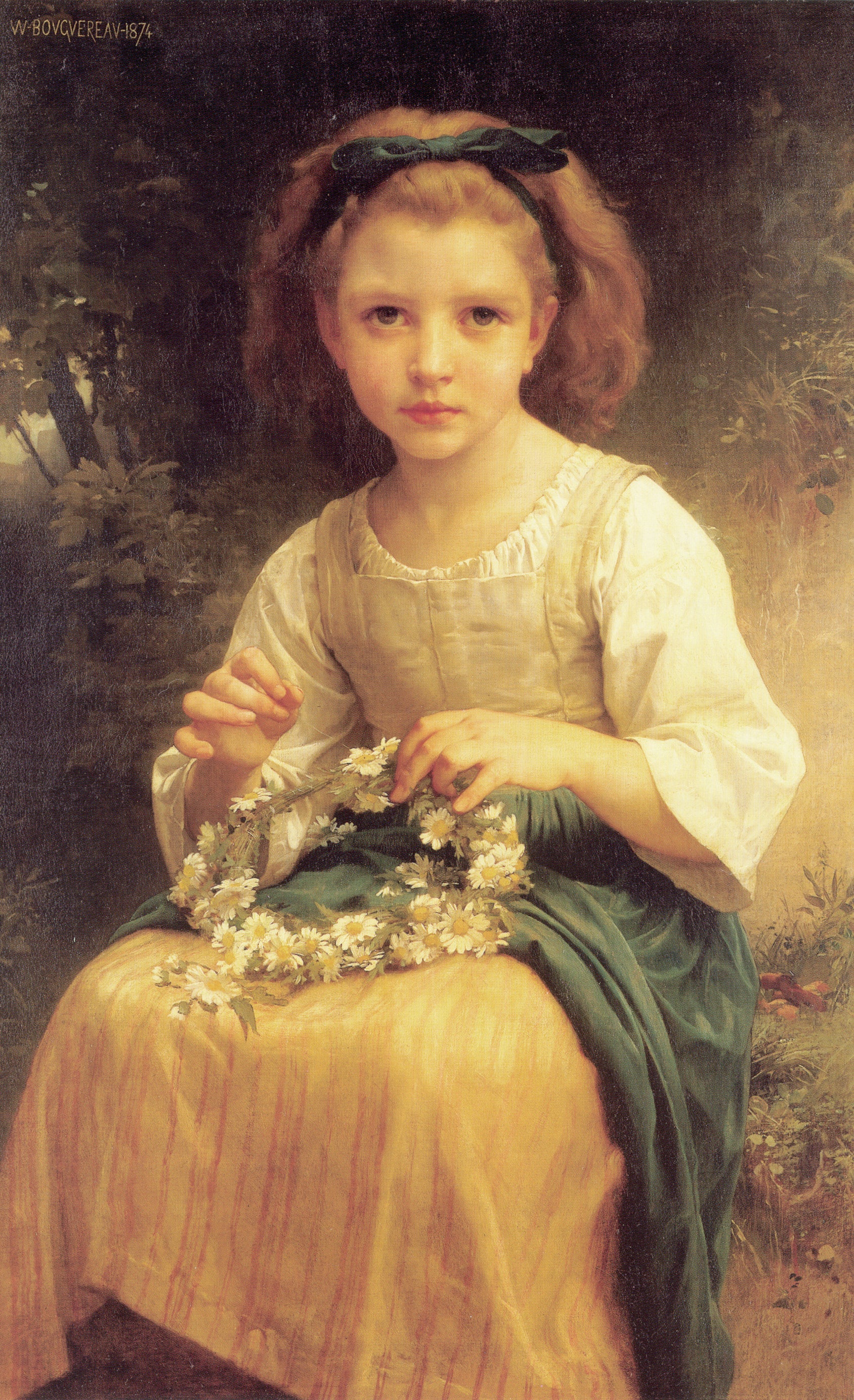 Reproduction du tableau « Enfant tressant une couronne - Bouguereau » par Alpha Reproduction en peinture à l’huile
