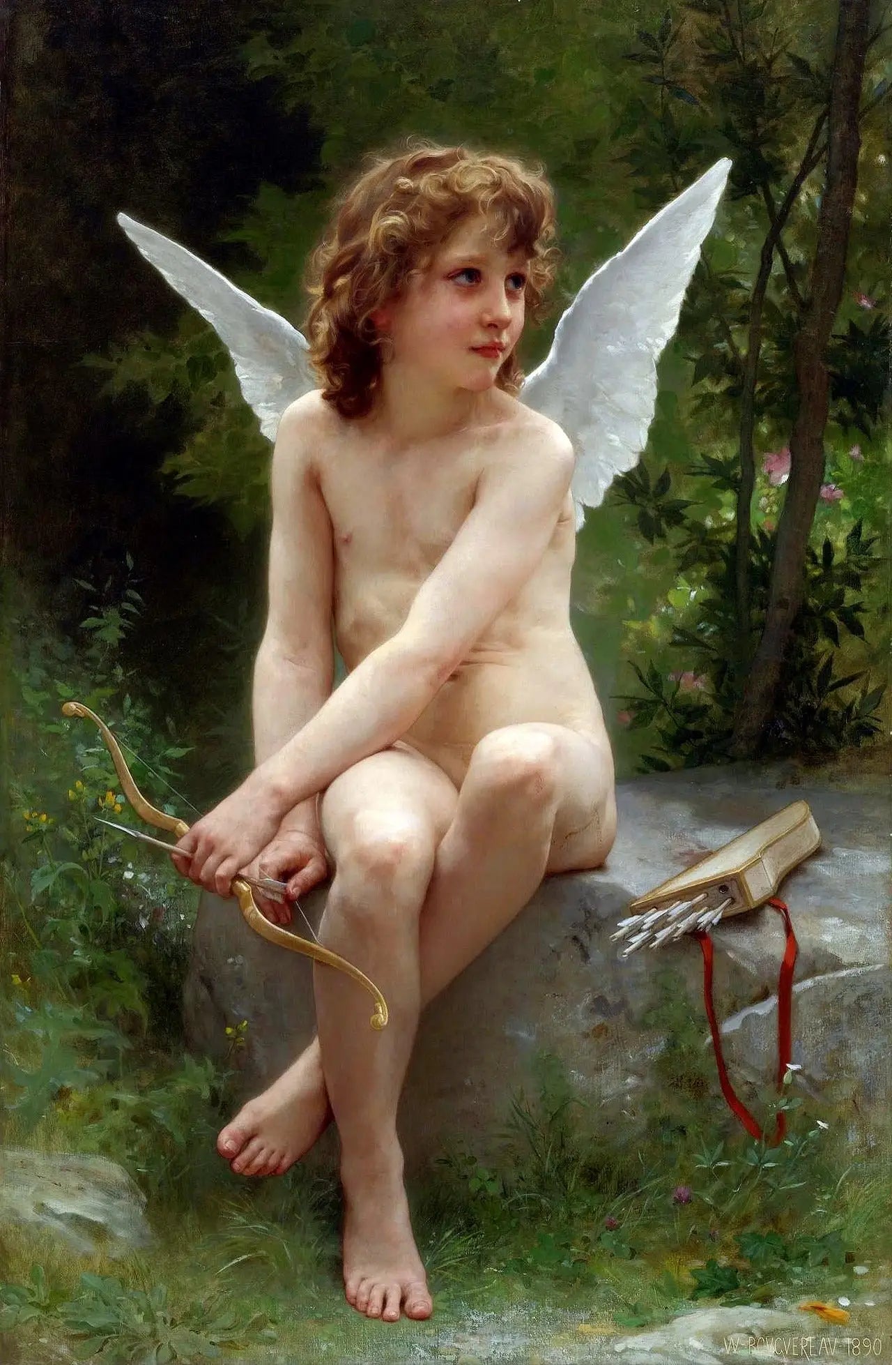 Reproduction du tableau « Amour à l'affut - Bouguereau » par Alpha Reproduction en peinture à l’huile