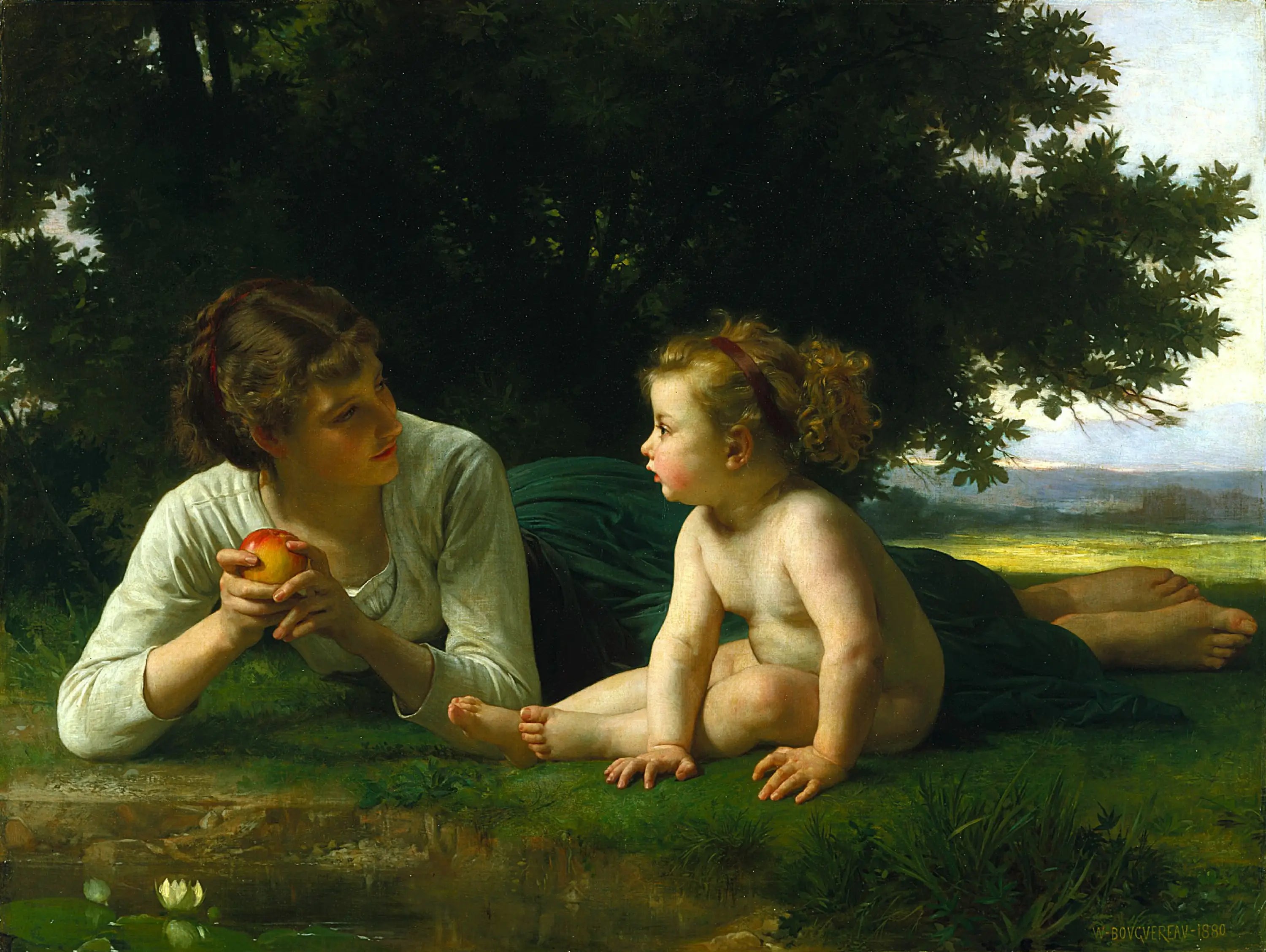 Reproduction du tableau « La Tentation - Bouguereau » par Alpha Reproduction en peinture à l’huile