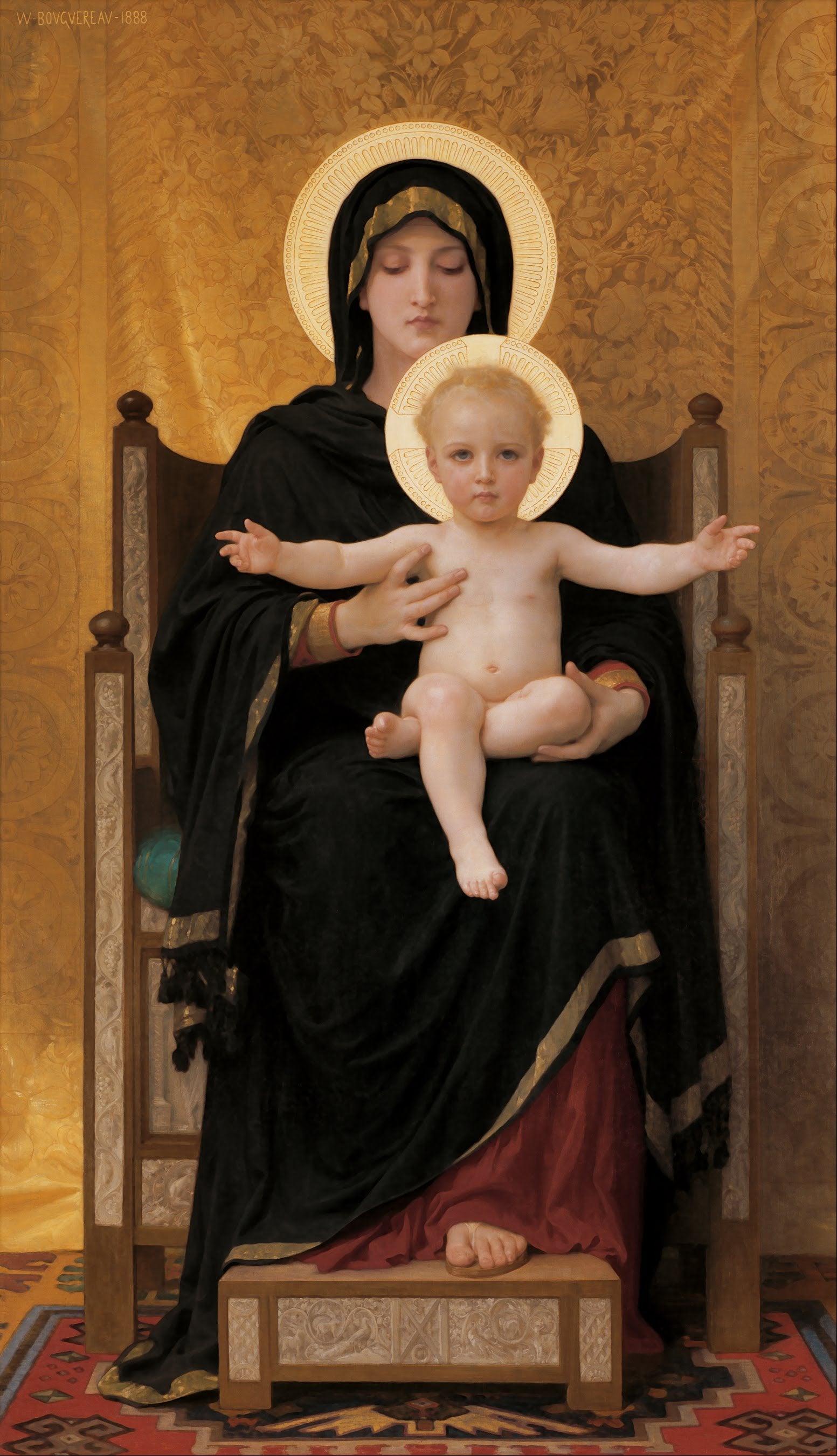 Reproduction du tableau « Madone assise - Bouguereau » par Alpha Reproduction en peinture à l’huile