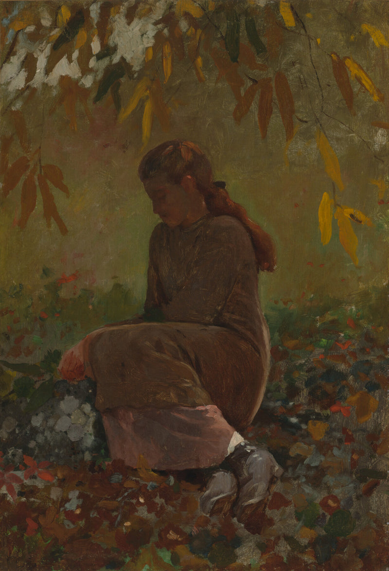 Fille assise dans un jardin - Winslow Homer
