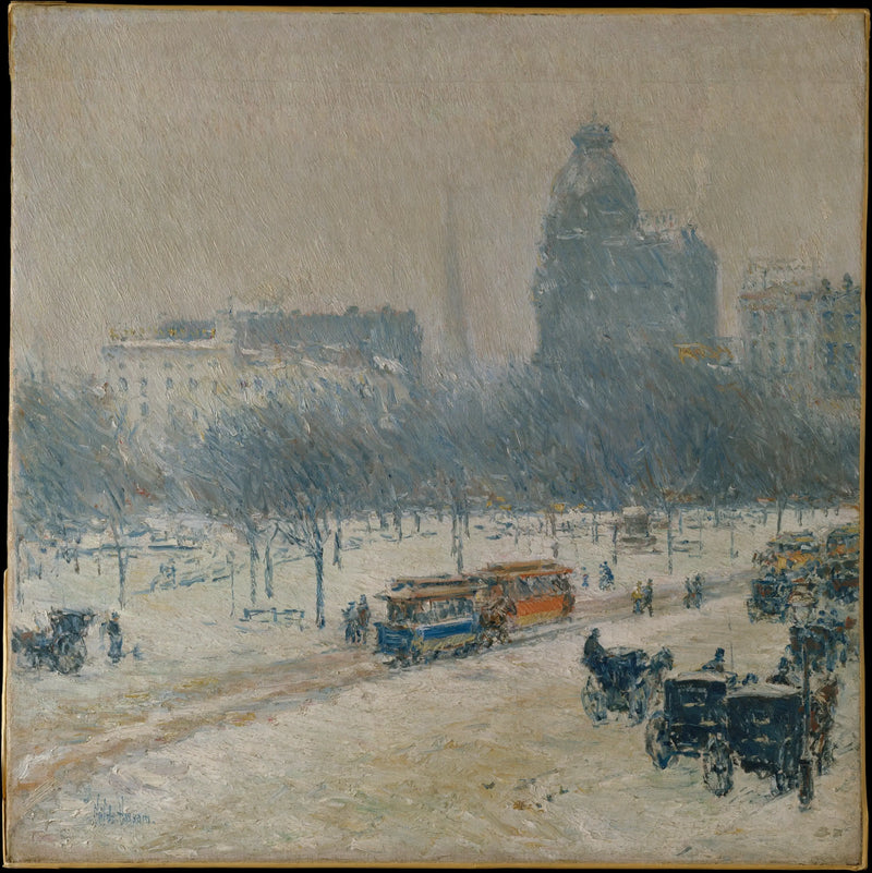L'hiver à Union Square - Childe Hassam