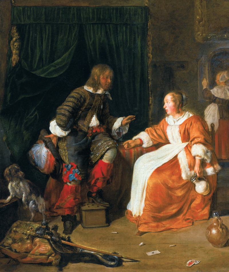 Une femme offre un verre de vin à un homme - Gabriel Metsu