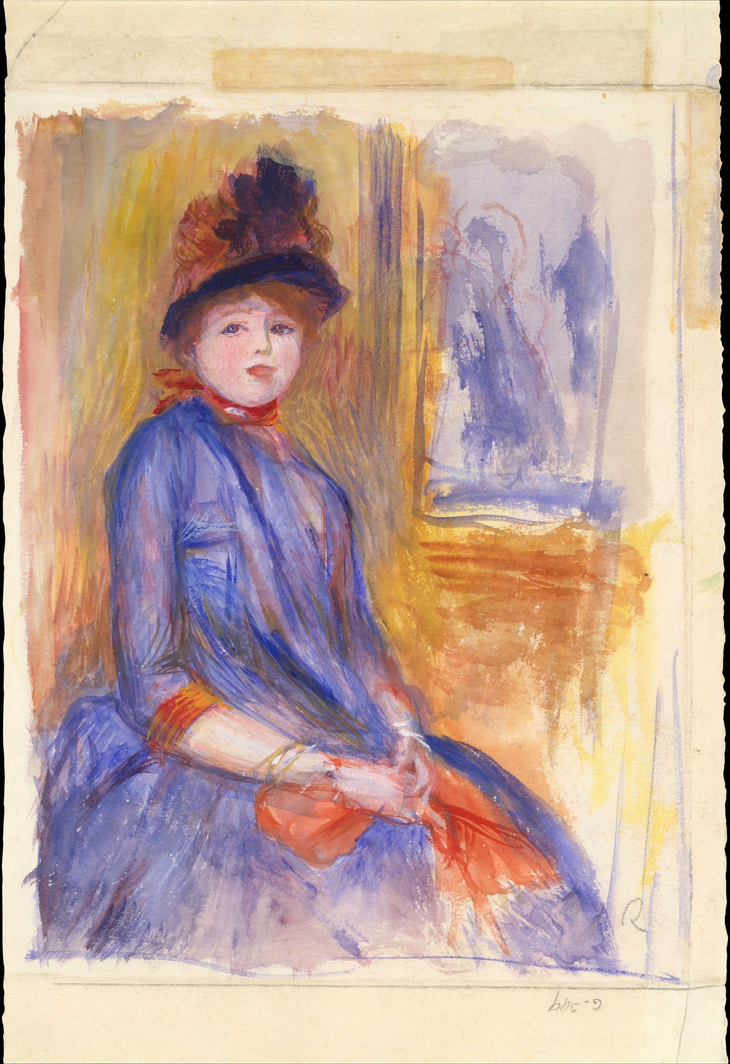 Reproduction du tableau « Jeune fille en robe bleue - Pierre-Auguste Renoir » par Alpha Reproduction en peinture à l’huile
