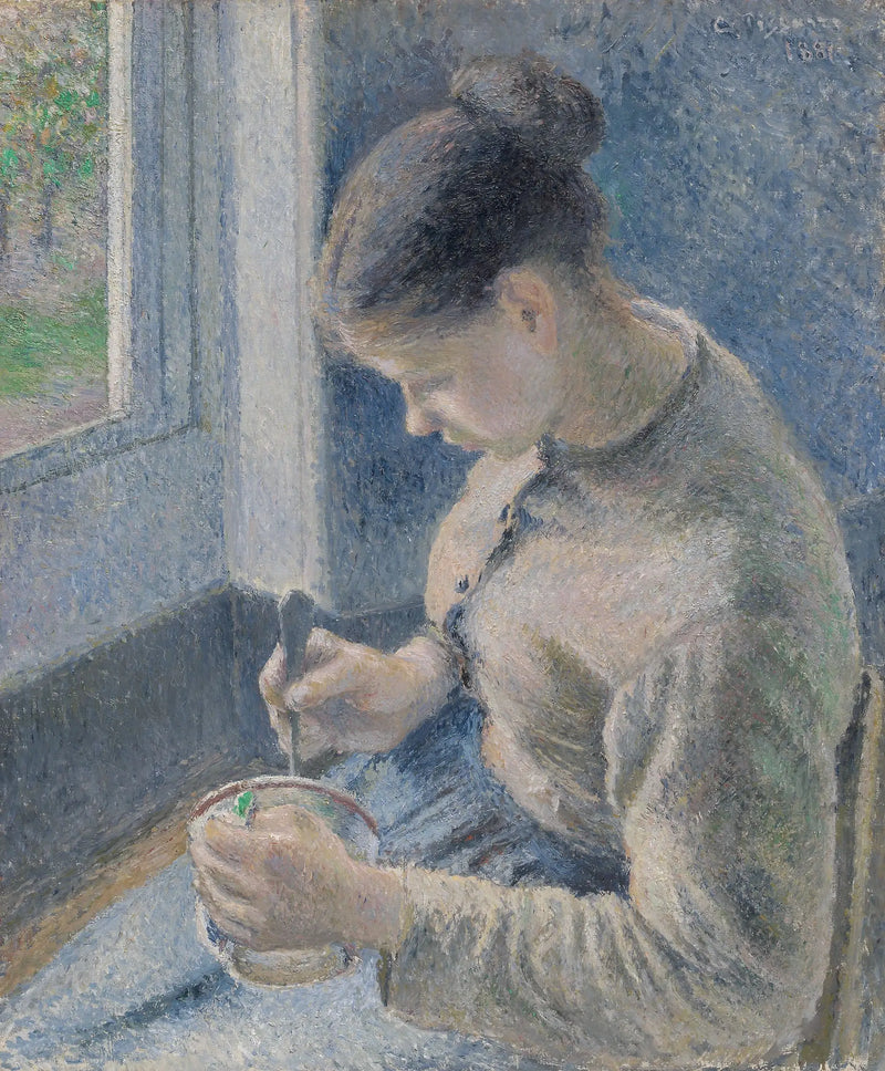 Jeune paysanne prenant son café - Camille Pissarro
