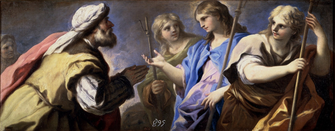 Abraham adorando a los tres ángeles - Luca Giordano