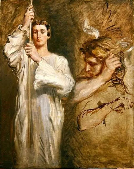 Acolyte porteur de croix et Figure d'Ange - Théodore Chassériau