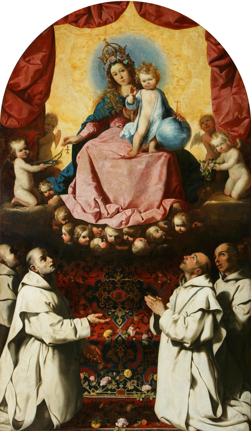Adoration de la Vierge du rosaire par des Chartreux. - Francisco de Zurbarán