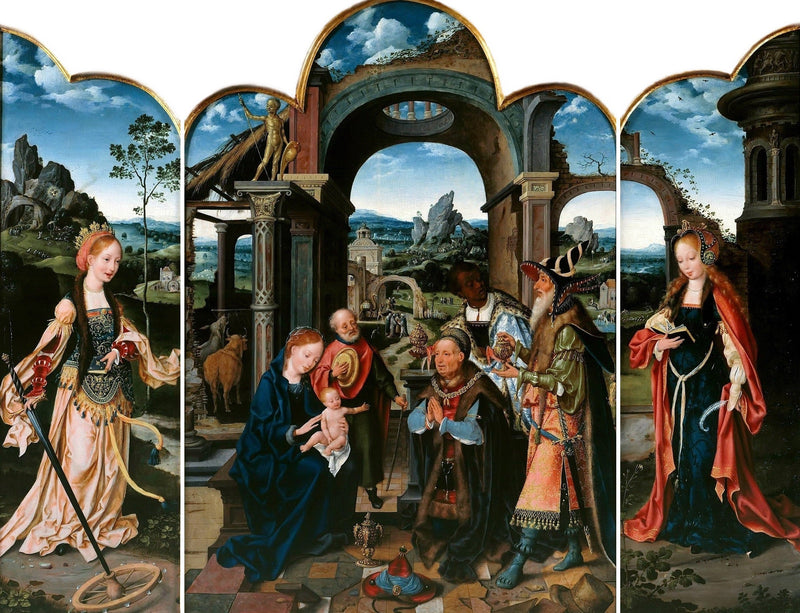Adoration des Mages avec Sigismond Ier de la Pologne. - Joos van Cleve