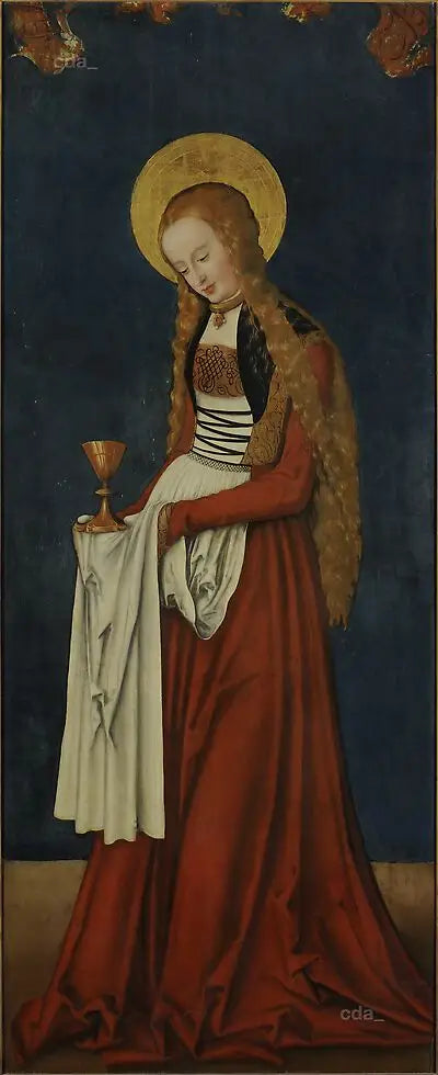 Ailes du retable du chœur ouest de la cathédrale de Naumbourg [aile droite] : Sainte Barbe [extérieur] - Lucas Cranach the Elder