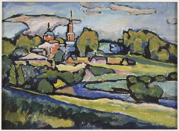 Akhtyrka, paysage à l'église rouge - Vassily Kandinsky