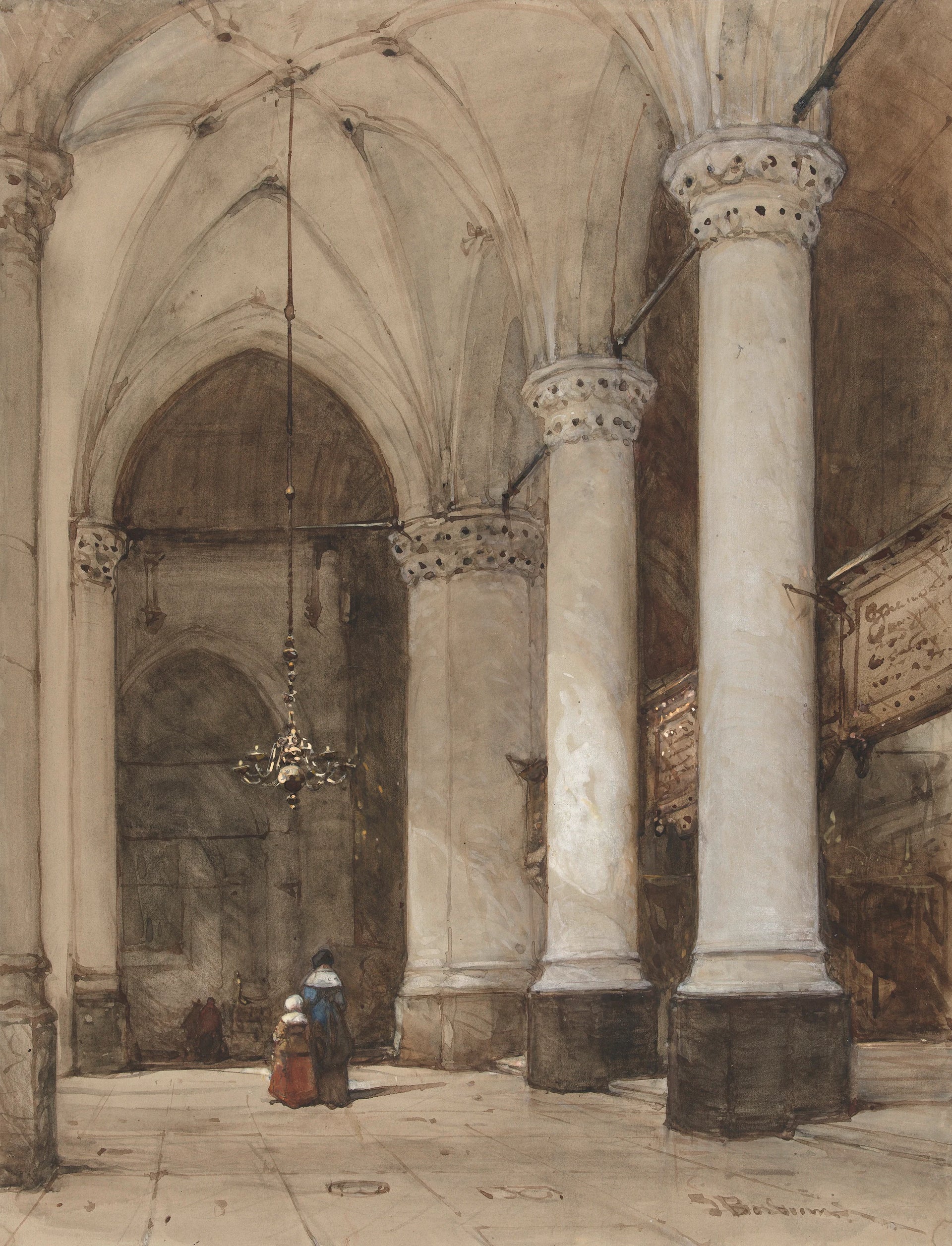 Allée sud de la Grote Kerk à La Haye - Johannes Bosboom