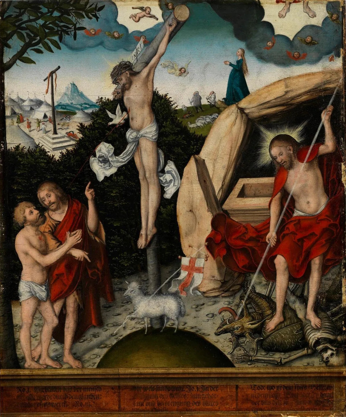 Allégorie de la Loi et de la Miséricorde : la Crucifixion de Jésus - Lucas Cranach the Elder image 1 copie de tableau peinte à la main
