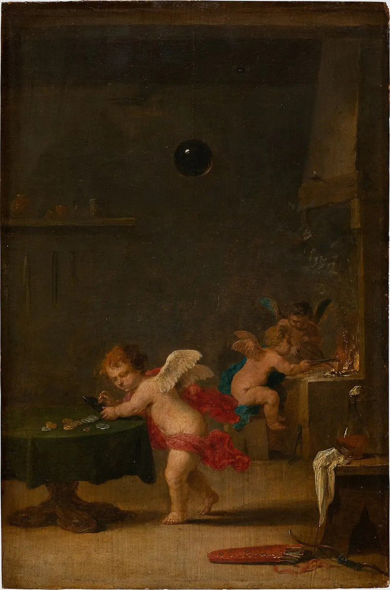 Amoretti dans l'atelier d'un alchimiste - David Teniers le Jeune