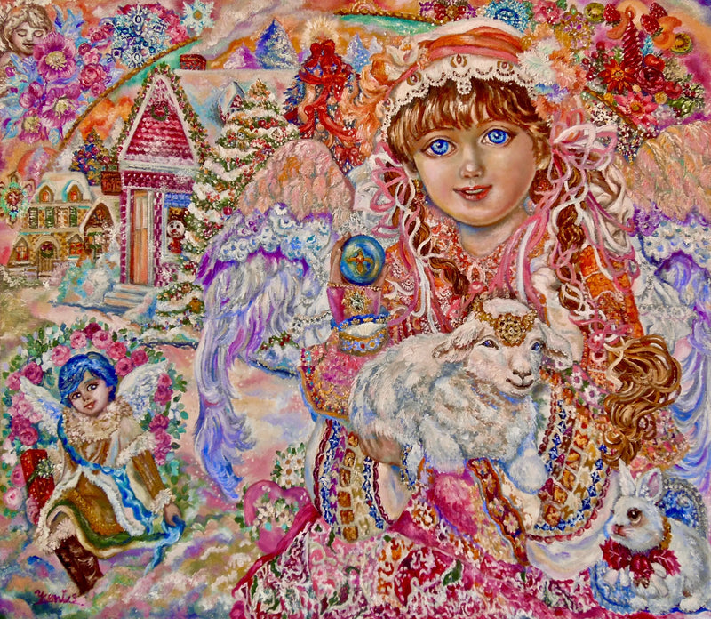 An angel holding the Lamb of God - Yumi Sugai