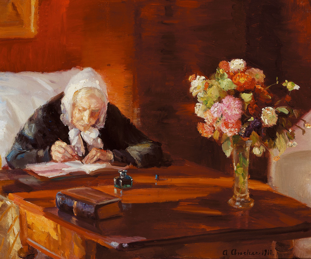Ane Hedvig Brøndum à sa table - Anna Ancher - Alpha Reproduction