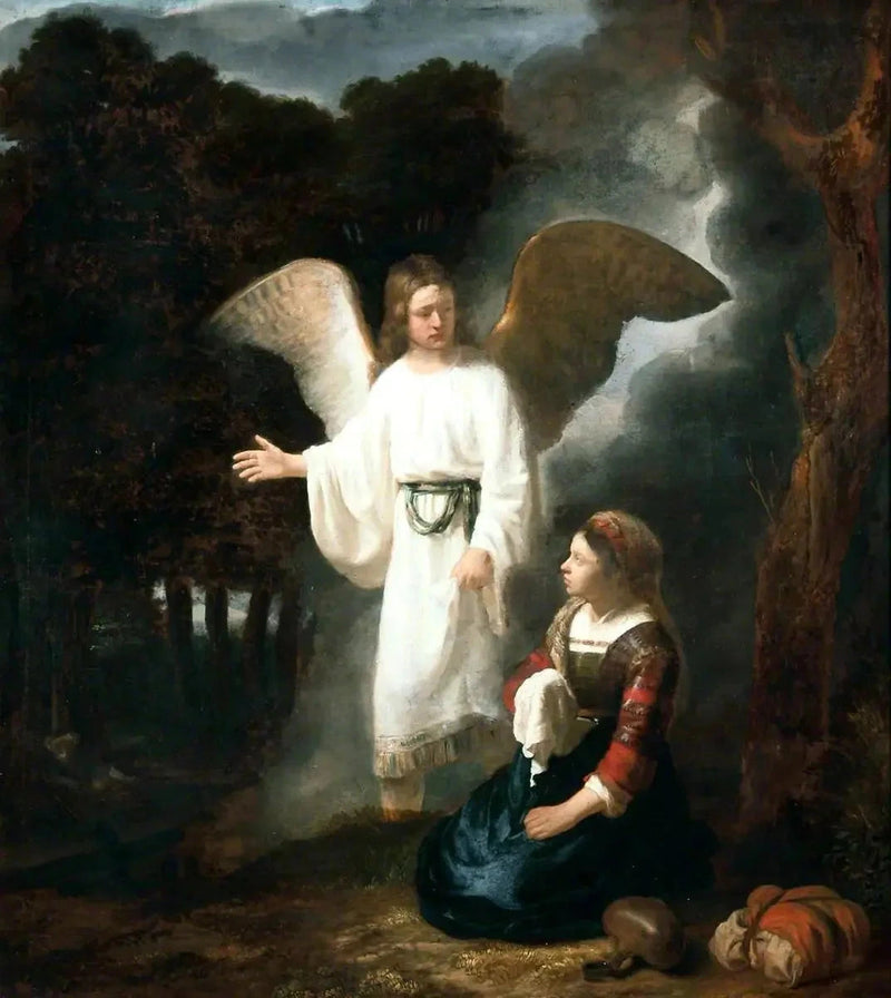 L’Ange apparaissant à Agar – école de Rembrandt
