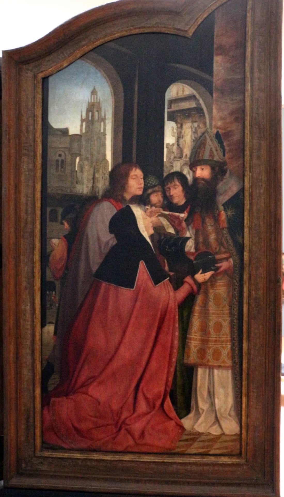 Anna en Joachim schenken hun bezittingen aan de tempel - Quentin Metsys