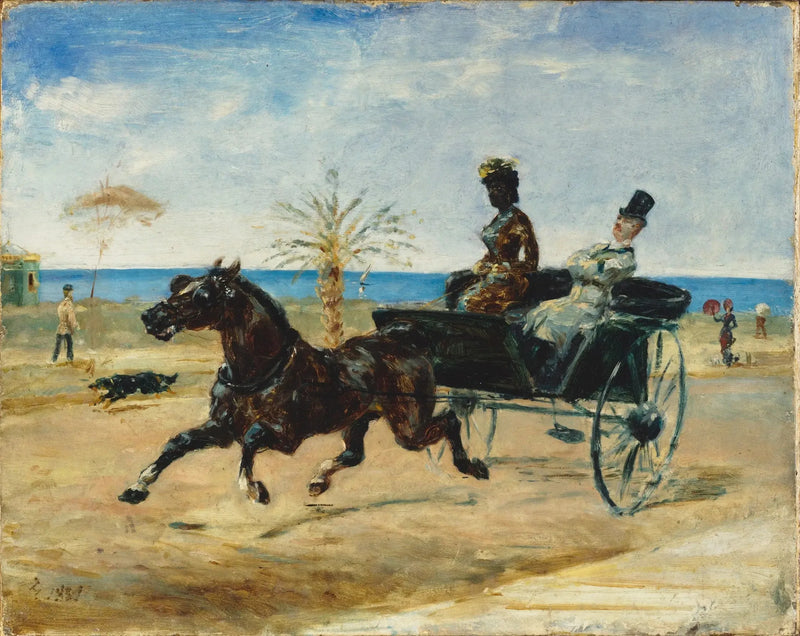 Anne Justine Angèle Delva de Dalmarie conduisant un cabriolet - Henri de Toulouse-Lautrec