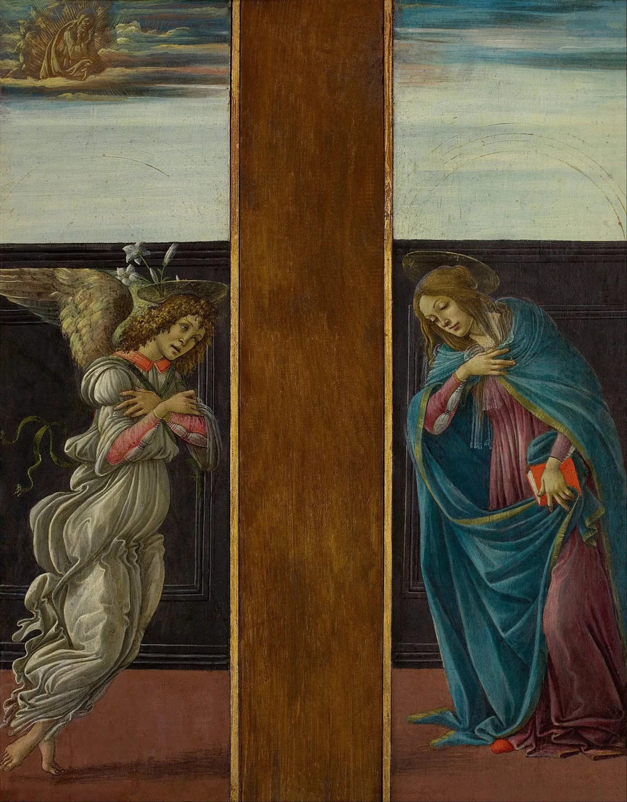 L’Annonciation : Gabriel et la Vierge, 1495-1498 – Botticelli et atelier