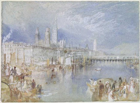 Vue sur Rouen dans le sens du fleuve - William Turner - Reproductions de tableaux et peintures haut de gamme