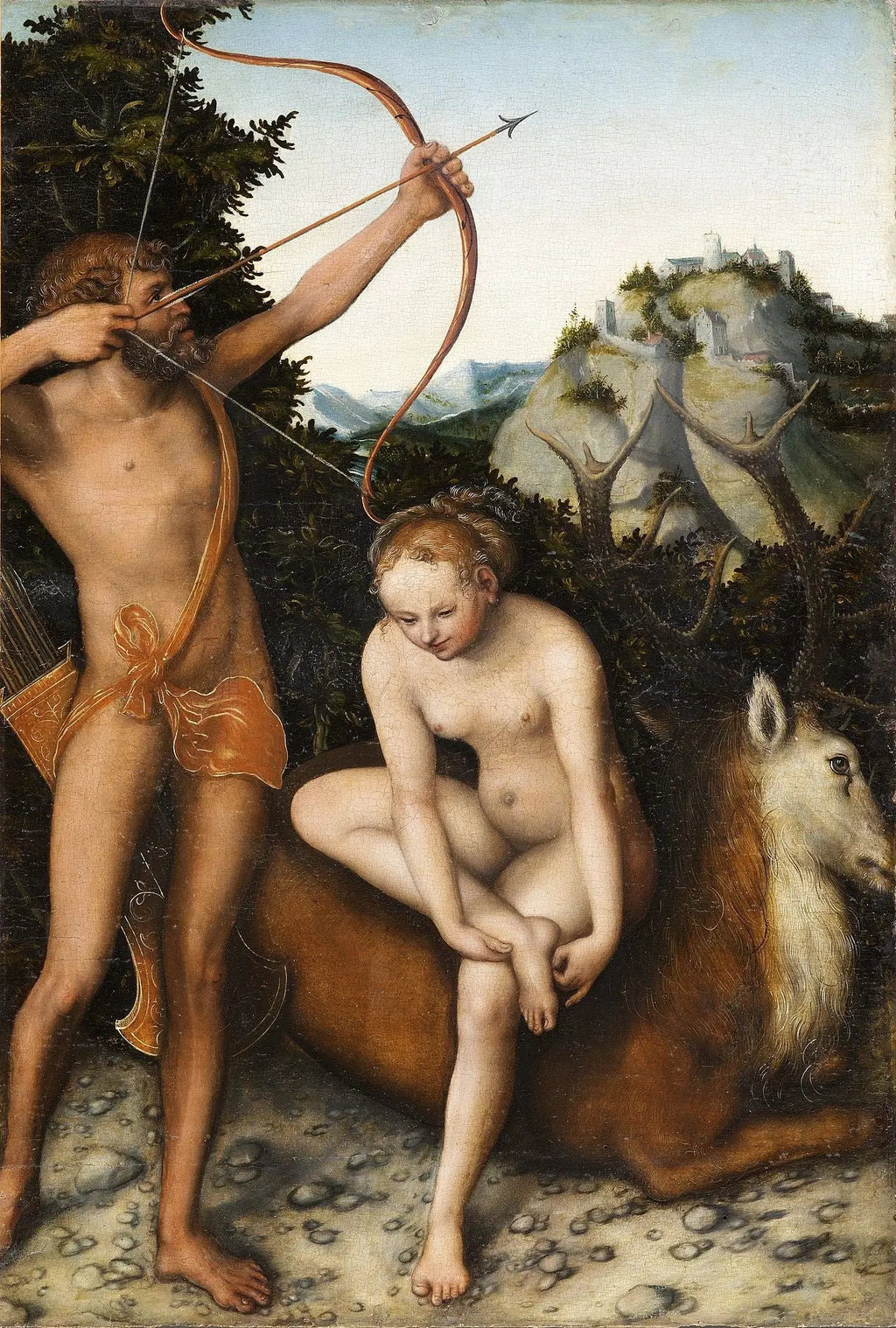 Apollon et Diane - Lucas Cranach the Elder image 1 reproduction artisanale de tableau