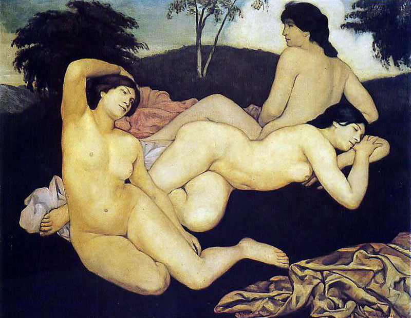 Après le bain, les nymphes - Émile Bernard