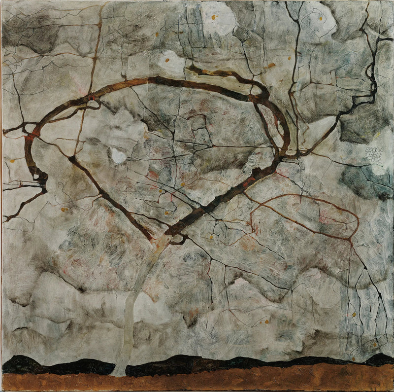 Arbre d'automne dans l'air agité (arbre d'hiver) - Egon Schiele