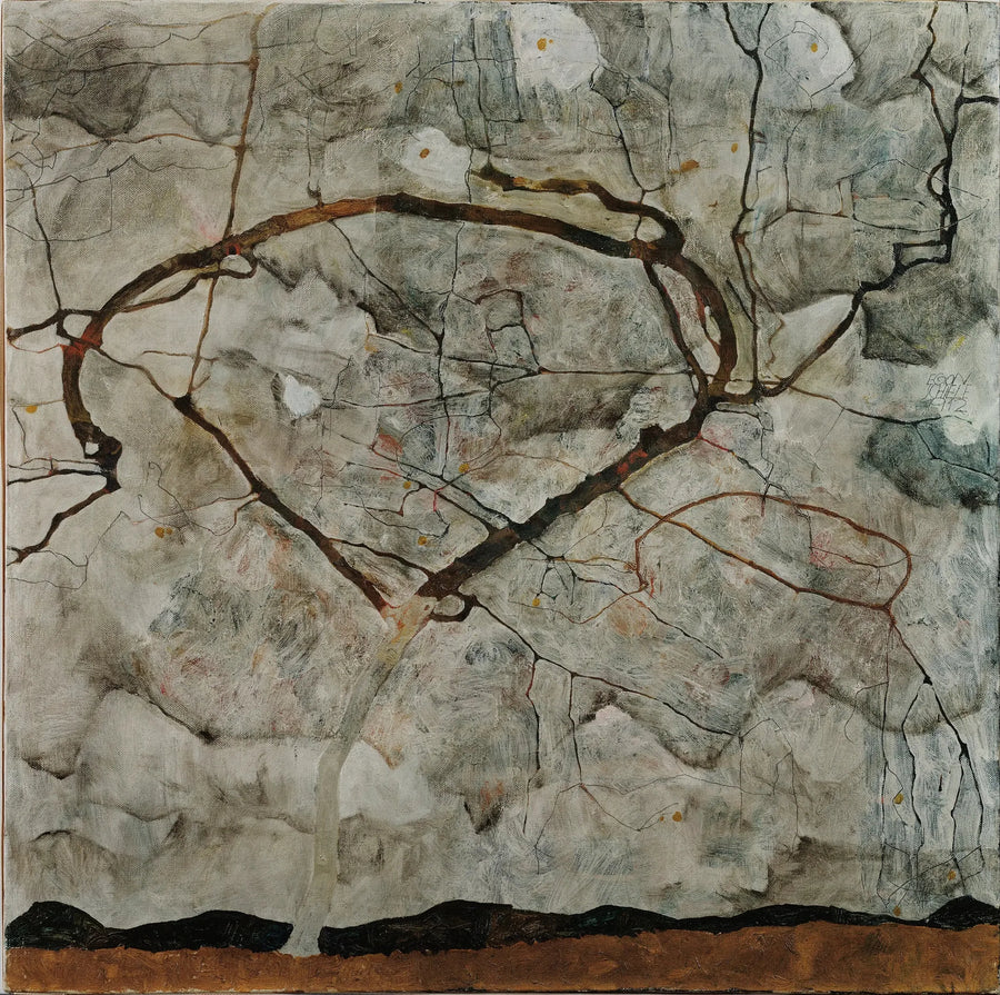 Arbre d'automne dans l'air agité (arbre d'hiver) - Egon Schiele