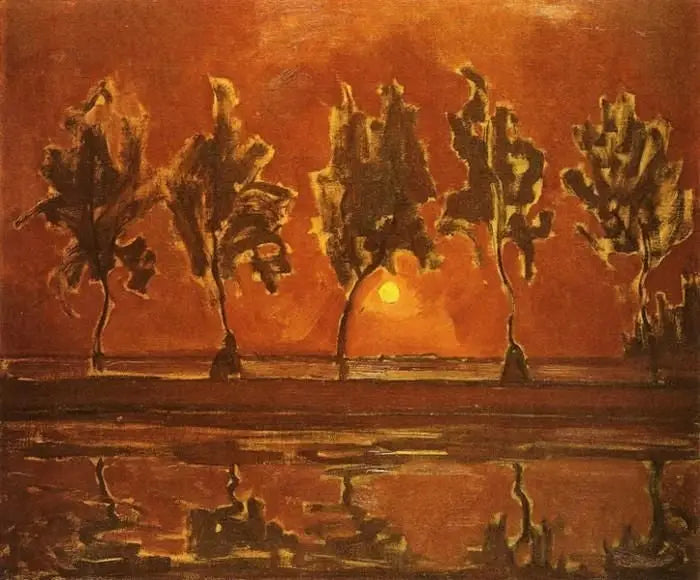 Arbres près du Gein au lever de la lune - Piet Mondrian