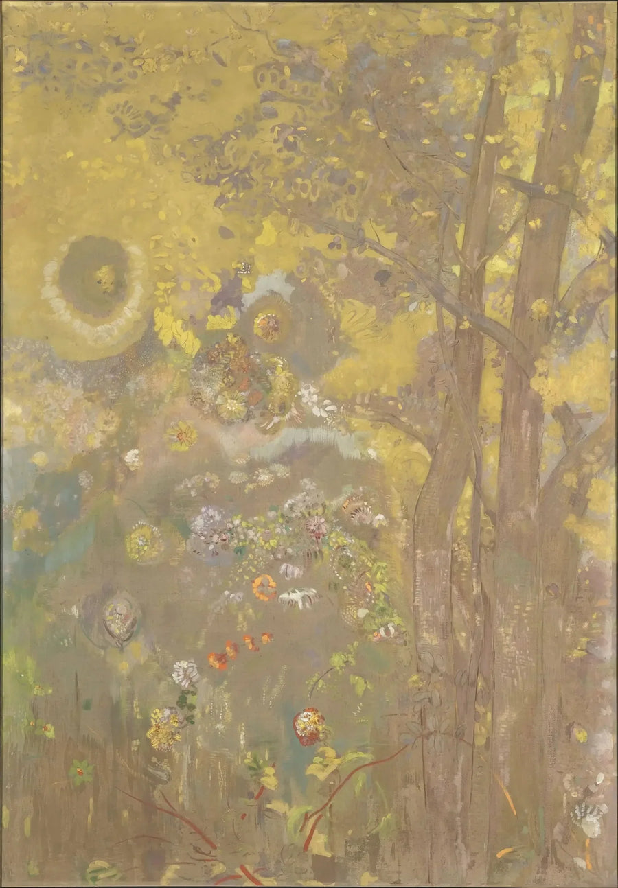 Arbres sur un fond jaune - Odilon Redon