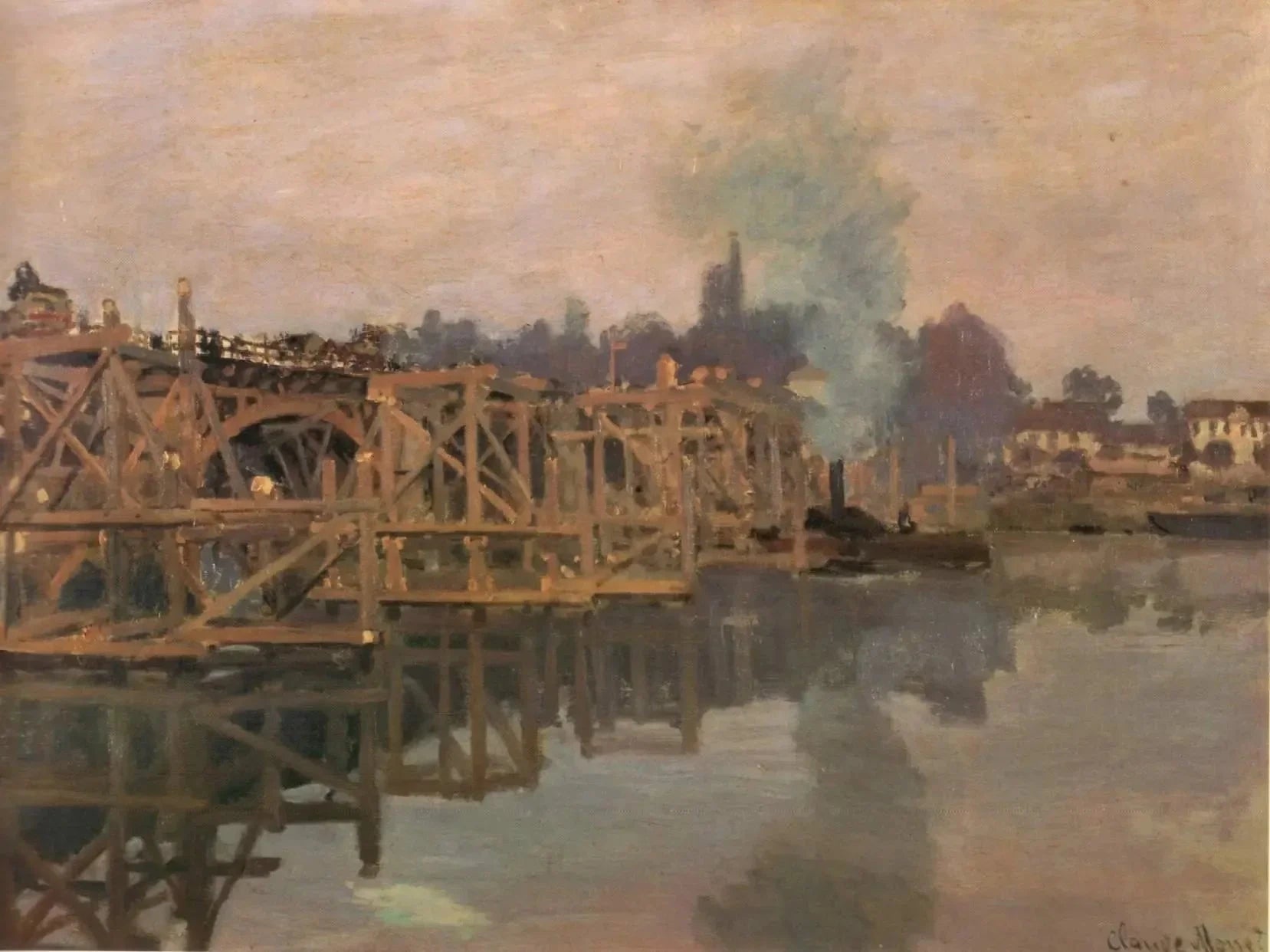 Argenteuil, le pont en réparation W194 par Claude Monet