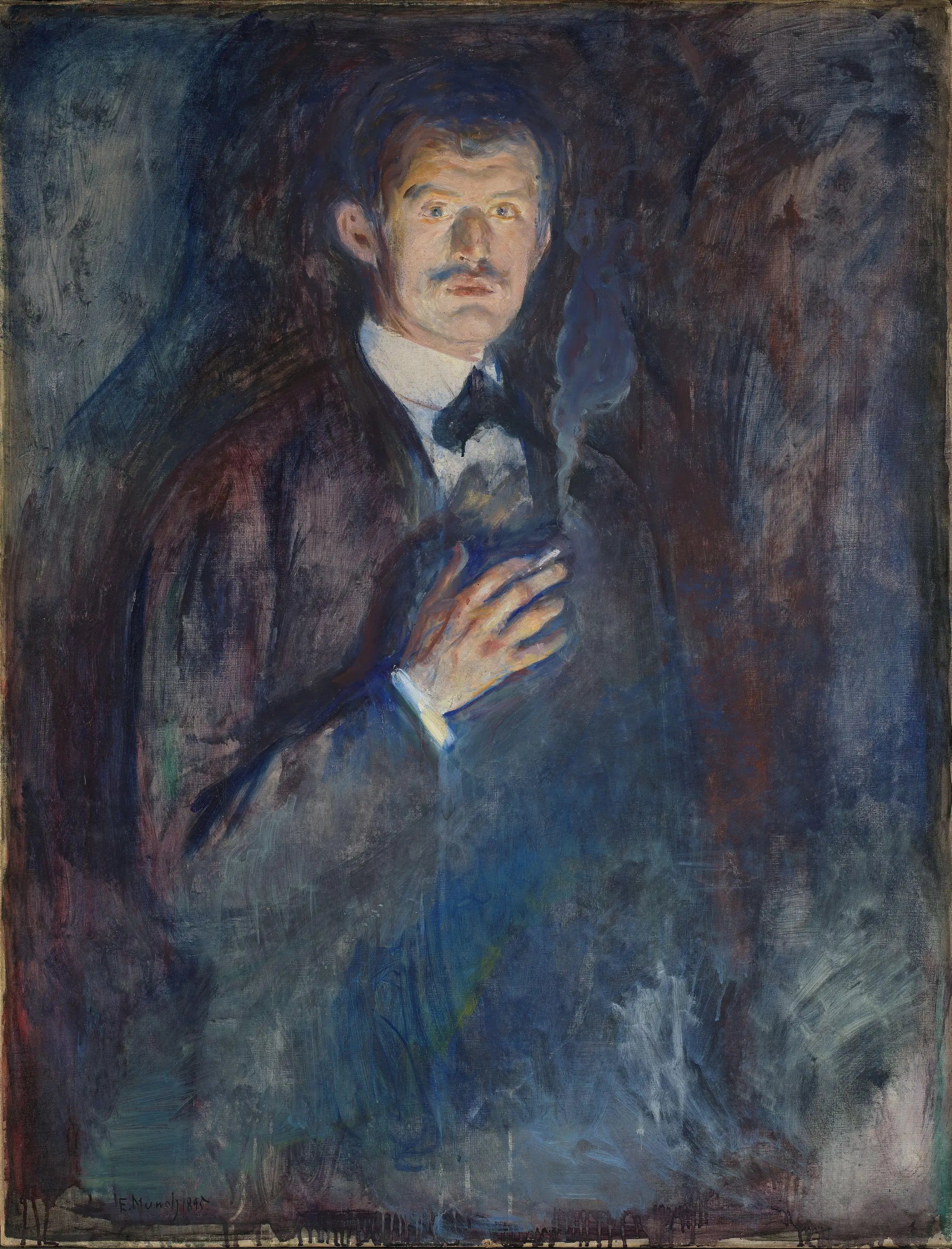 Reproduction du tableau « Autoportrait à la cigarette - Edvard Munch » par Alpha Reproduction en peinture à l’huile