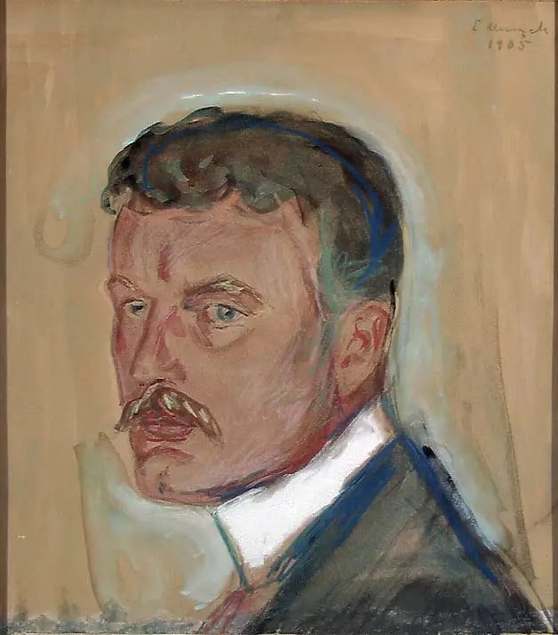 Autoportrait à la moustache et au col amidonné - Edvard Munch image 1 tableau peint à l’huile sur toile