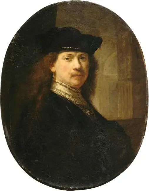 Autoportrait à la toque sur fond d'architecture - Rembrandt