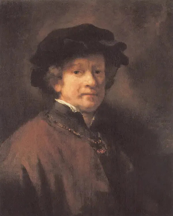 Autoportrait au béret noir et à la chaîne d'or - Rembrandt