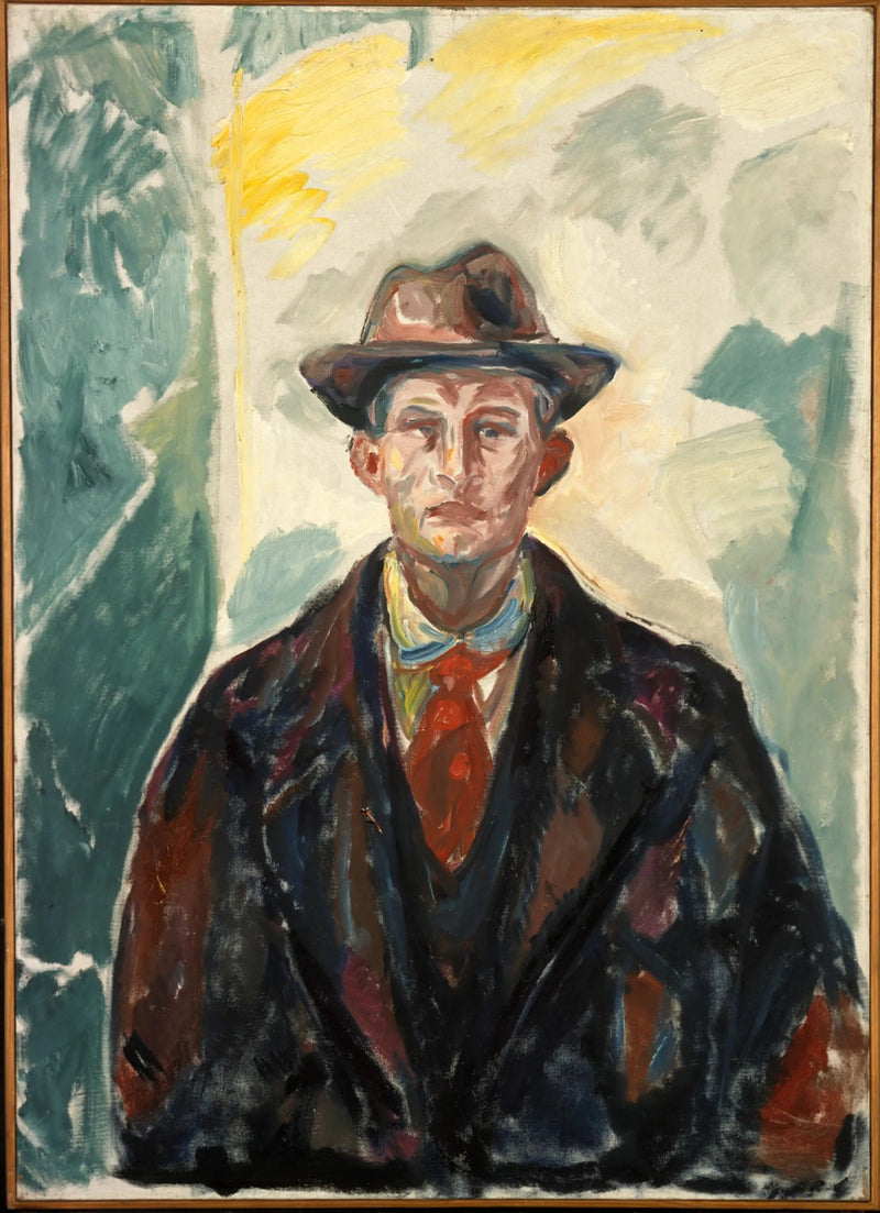 Autoportrait au chapeau et à la cravate rouge - Edvard Munch