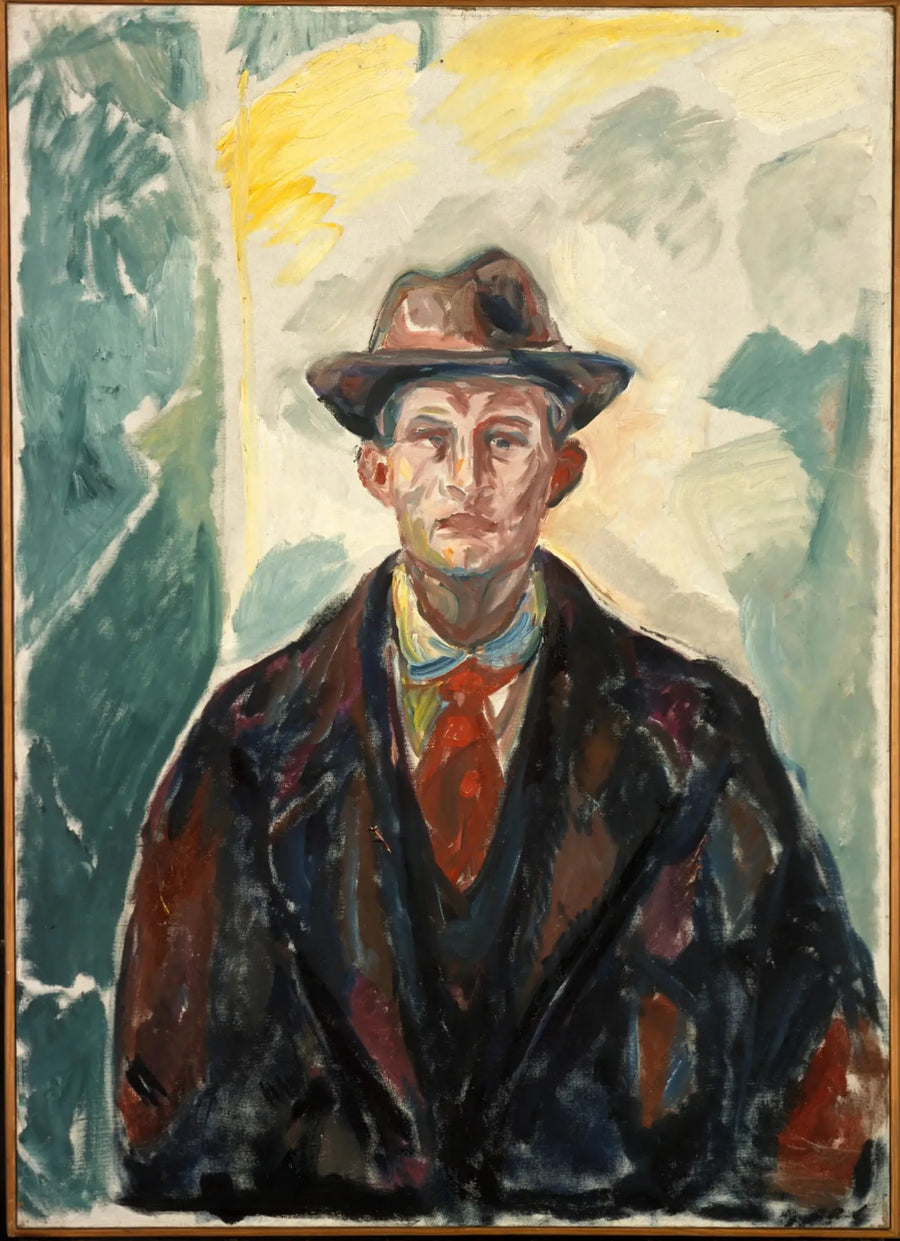 Autoportrait au chapeau et à la cravate rouge - Edvard Munch