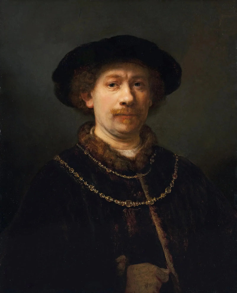 Autoportrait au chapeau et deux chaînes - Rembrandt