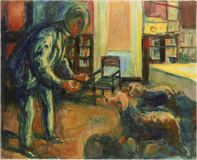 Autoportrait aux chiens - Edvard Munch
